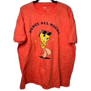 Love Tribe Looney Tunes Tweety Bird Dance All Night Graphic Tee Red 3X Plus Size